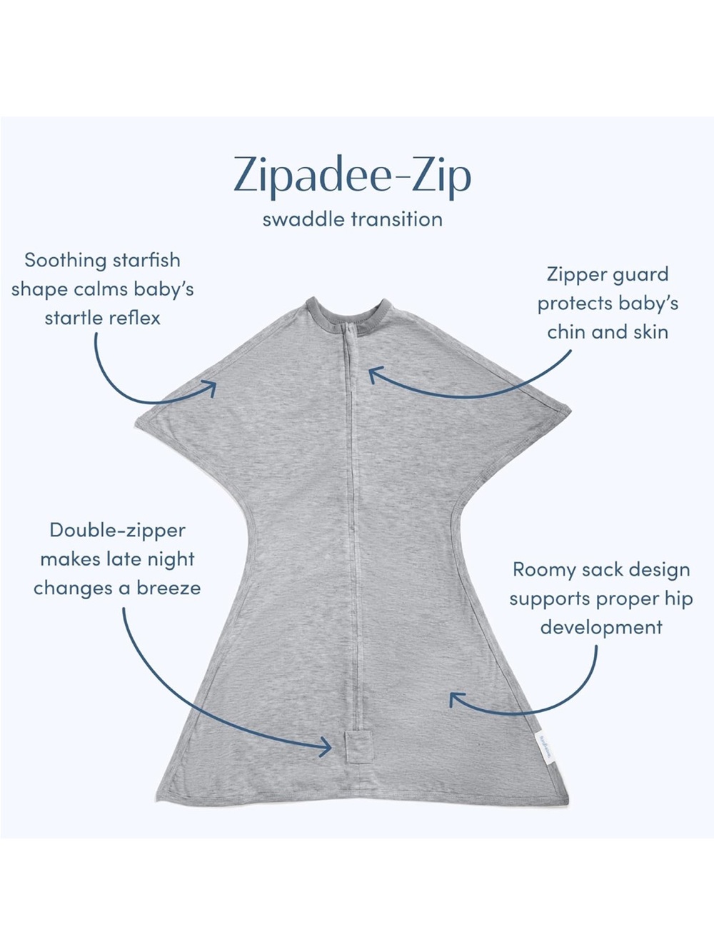 Zipadee-Zip Baby Swaddle Transition Sleepsack XSmall Hall of Fame Grey